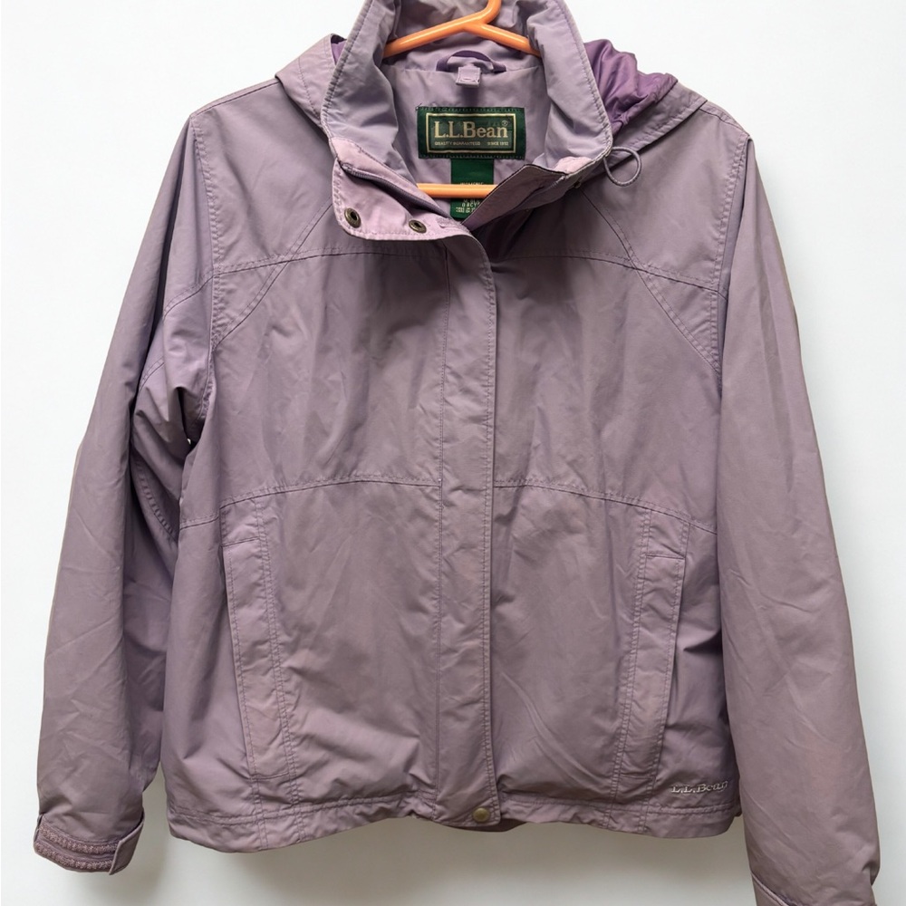 Vintage L.L. Bean Jacket Womens M Purple Hooded Zip Lightweight Windbreaker 90s